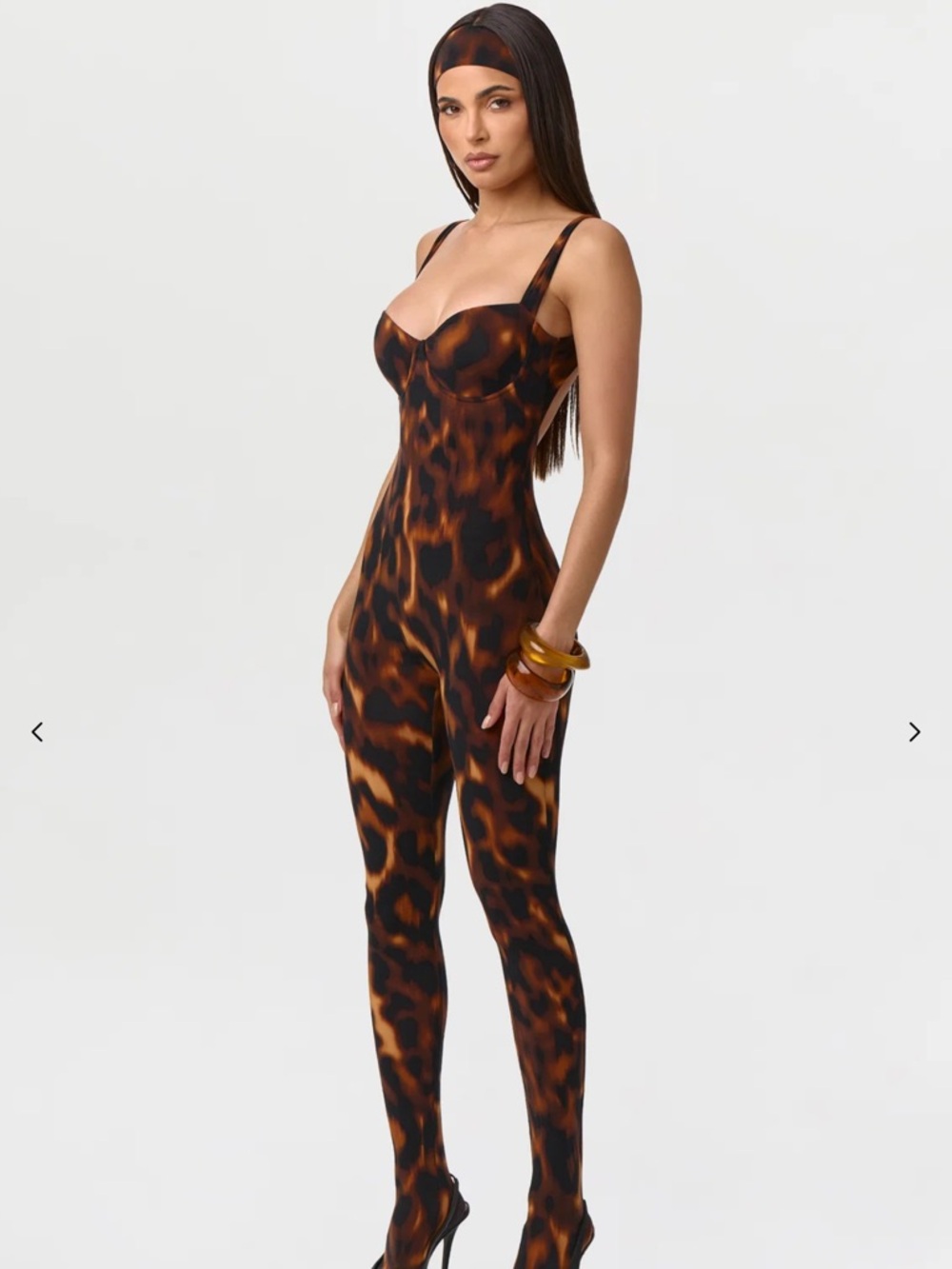 Naked Wardrobe Leopard Open Back Catsuit Jumpsuit